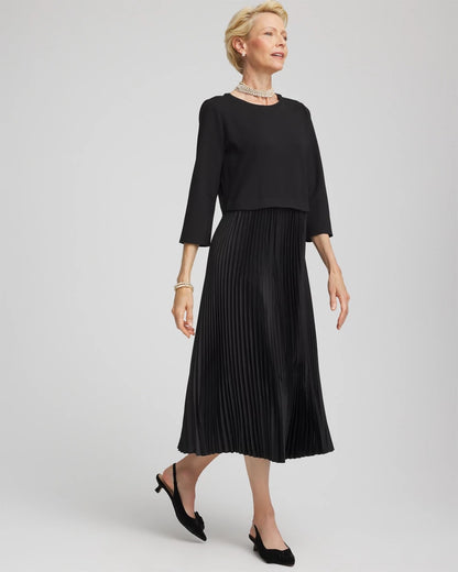 Chico's Great Value | Satin-Knit Pleated Maxi Dress