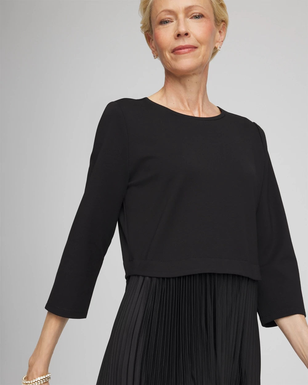 Chico's Great Value | Satin-Knit Pleated Maxi Dress