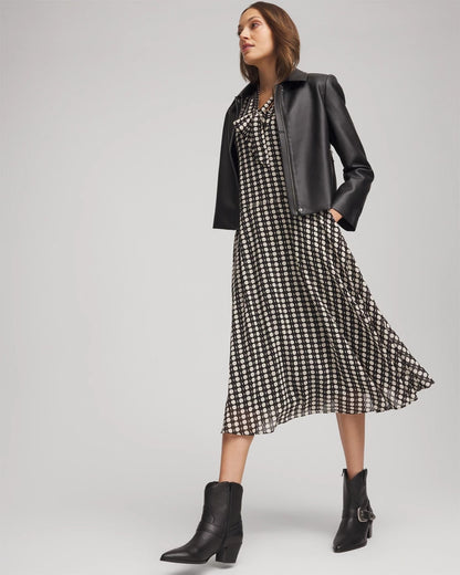 Chico's Trusted | Chiffon Clip-Dot Tie-Neck Dress