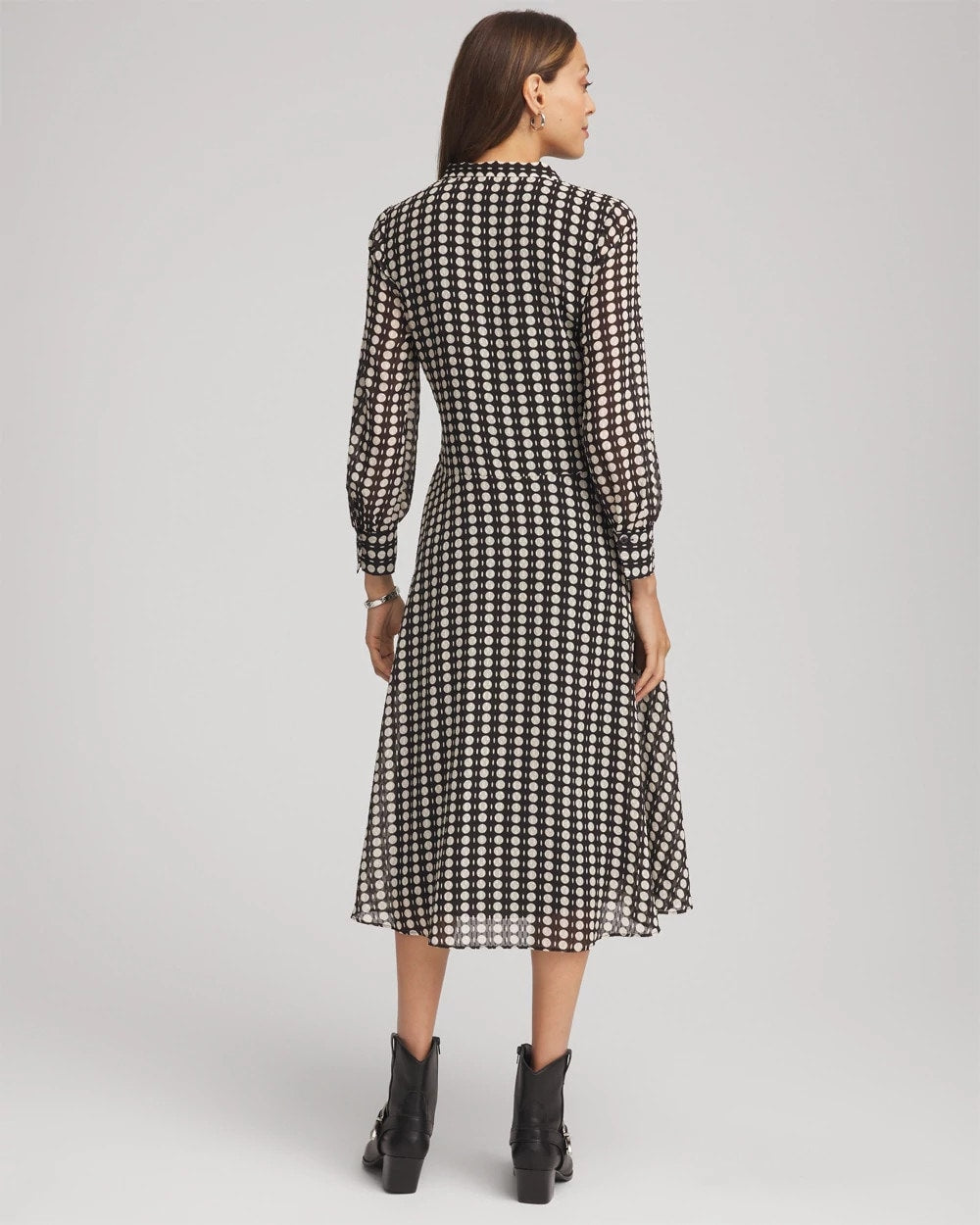 Chico's Trusted | Chiffon Clip-Dot Tie-Neck Dress