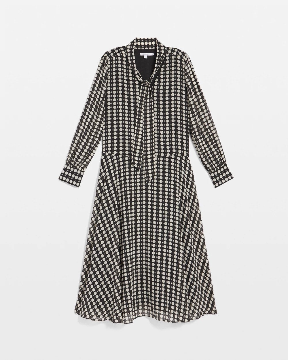 Chico's Trusted | Chiffon Clip-Dot Tie-Neck Dress