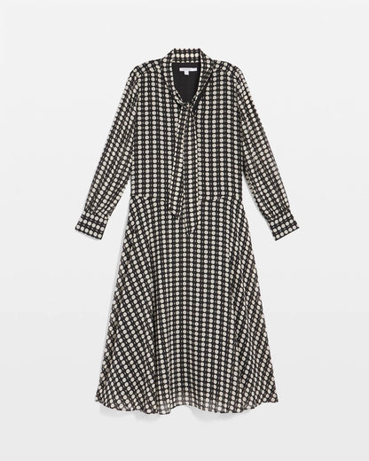 Chico's Trusted | Chiffon Clip-Dot Tie-Neck Dress