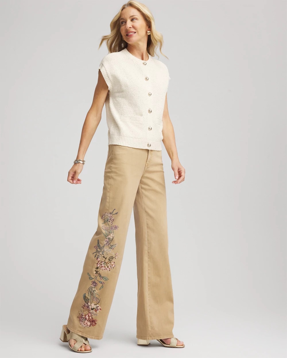 Chico's Special Offer | Embroidered High-Rise Wide-Leg Jeans