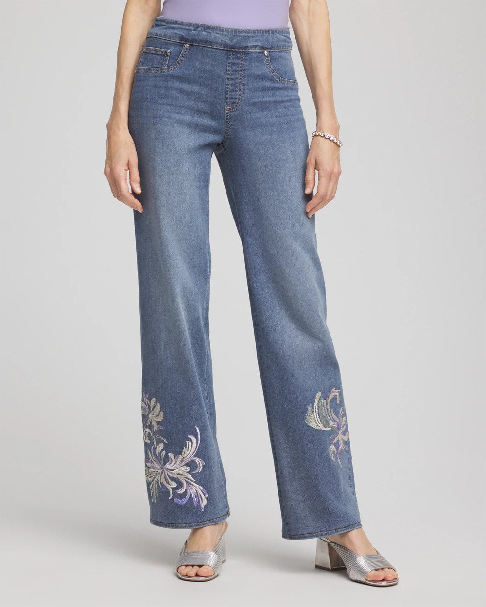 Chico's Best Seller | Embroidered Pull-On Wide-Leg Jeans