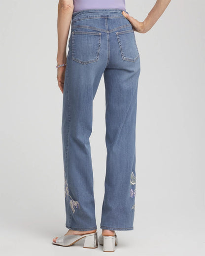 Chico's Best Seller | Embroidered Pull-On Wide-Leg Jeans