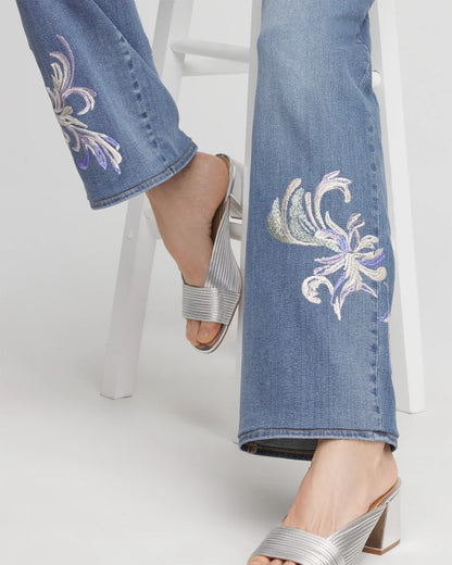 Chico's Best Seller | Embroidered Pull-On Wide-Leg Jeans