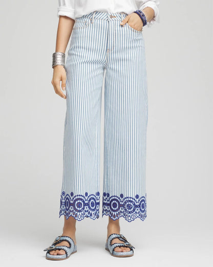 Chico's Special Offer | Eyelet High-Rise Wide Cropped Jeans