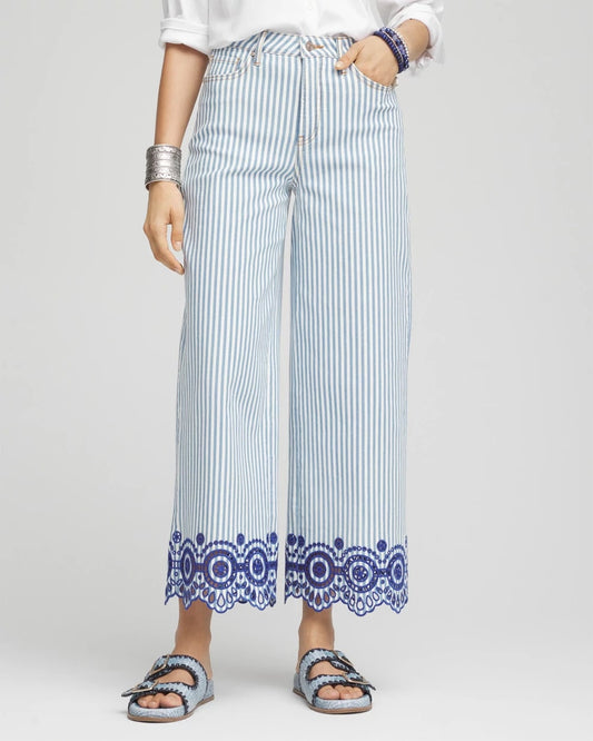 Chico's Special Offer | Eyelet High-Rise Wide Cropped Jeans