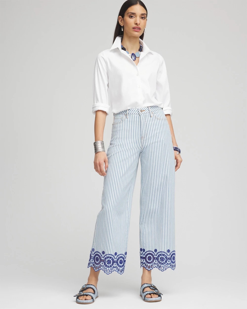 Chico's Special Offer | Eyelet High-Rise Wide Cropped Jeans