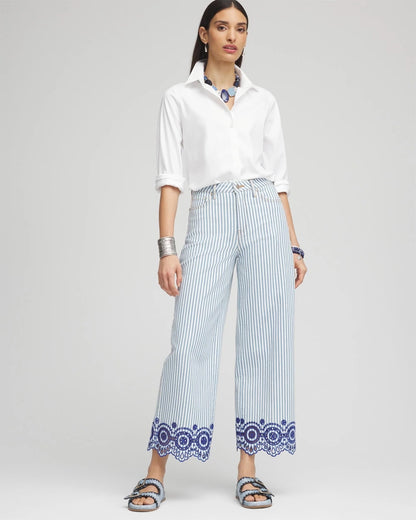 Chico's Special Offer | Eyelet High-Rise Wide Cropped Jeans