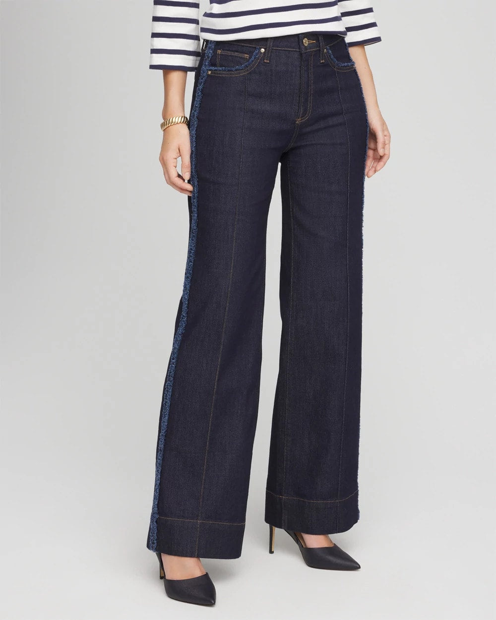 Chico's Best Price | Petite Frayed High-Rise Wide-Leg Jeans