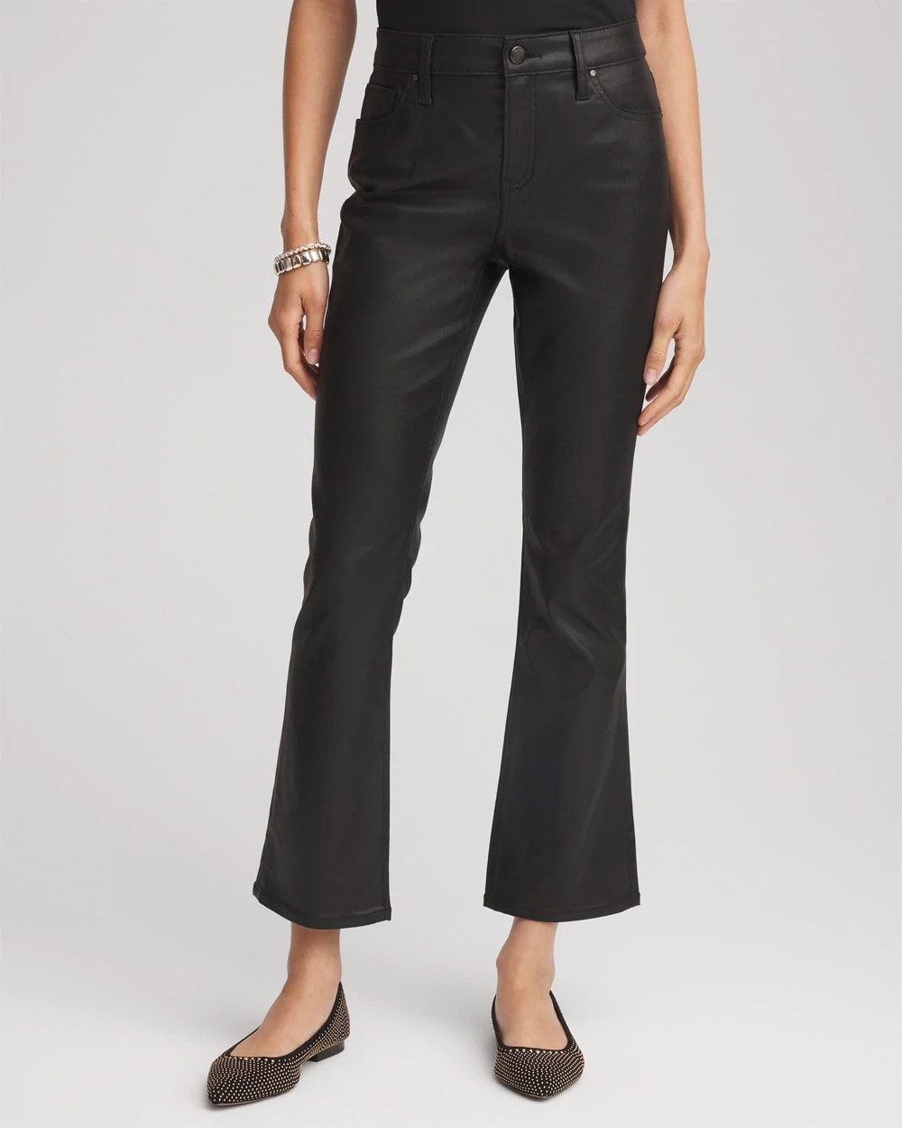 Chico's Trusted | Coated Girlfriend Cropped Flared Jeans
