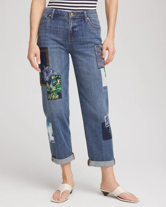 Chico's Recommended | Boyfriend Patchwork Cropped Jeans