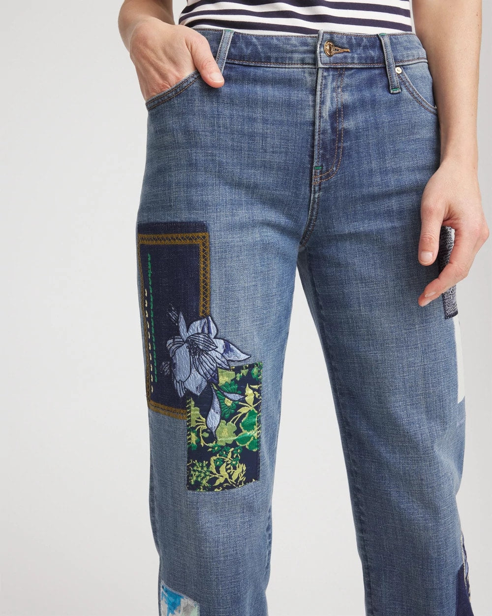 Chico's Recommended | Boyfriend Patchwork Cropped Jeans