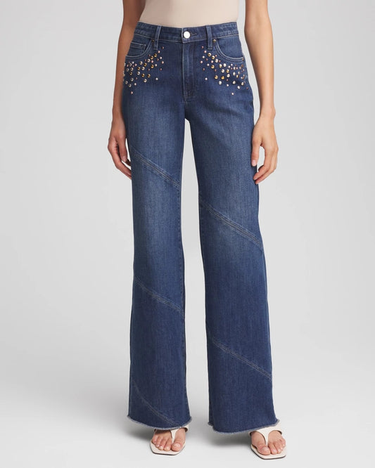 Chico's Special Offer | Embellished Frayed Flared-Leg Jeans