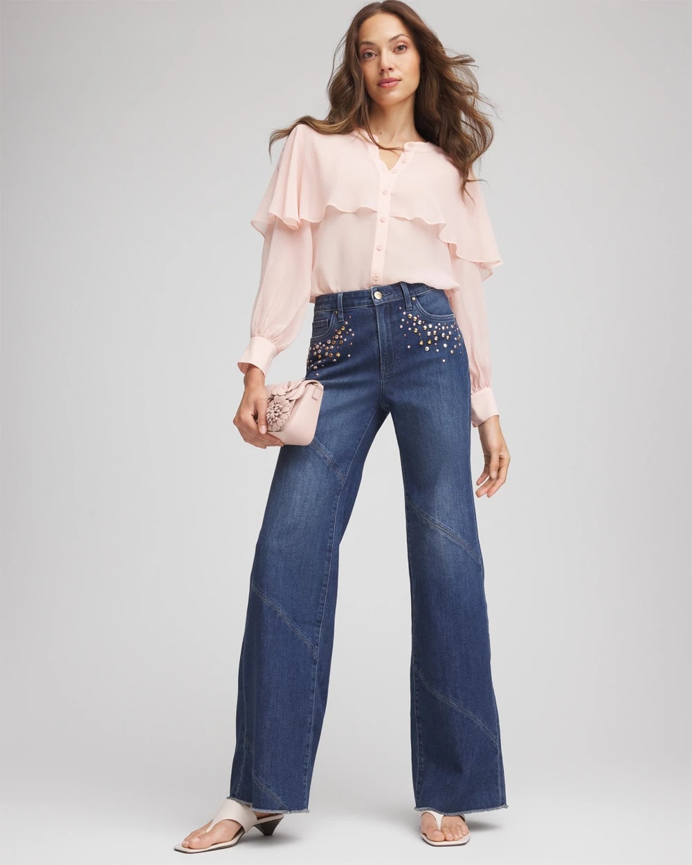 Chico's Special Offer | Embellished Frayed Flared-Leg Jeans