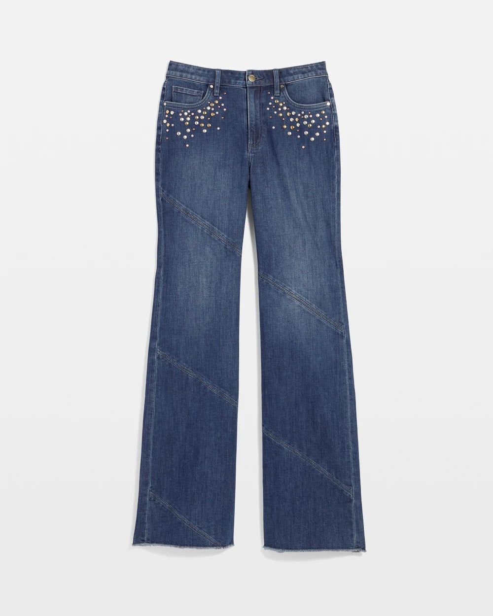 Chico's Special Offer | Embellished Frayed Flared-Leg Jeans