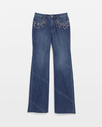 Chico's Special Offer | Embellished Frayed Flared-Leg Jeans