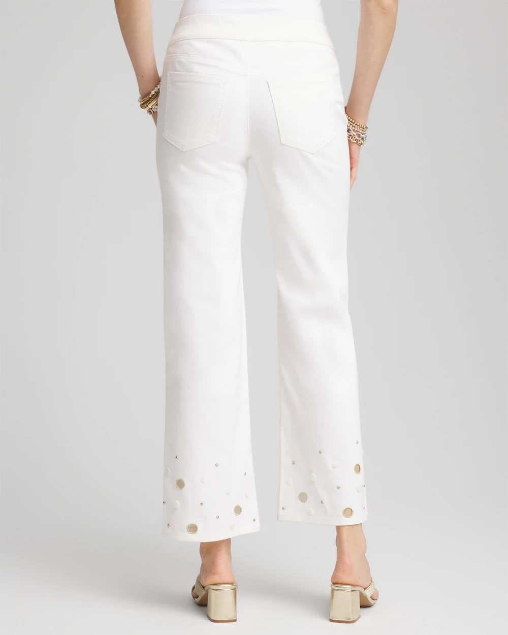 Chico's Hot Sale | Pull-On Embellished Straight-Leg Cropped Jeans