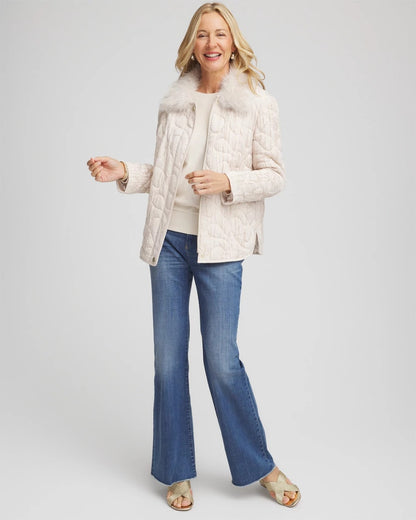 Chico's Value | Quilted Faux Fur Collar Jacket