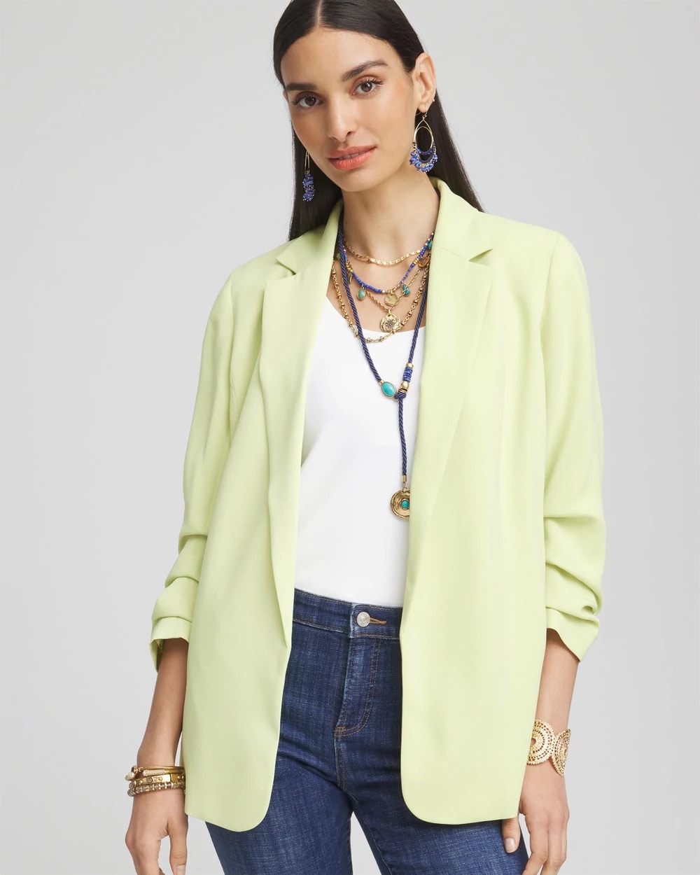 Chico's Best Price | Notched-Lapel Ruched Sleeve Blazer