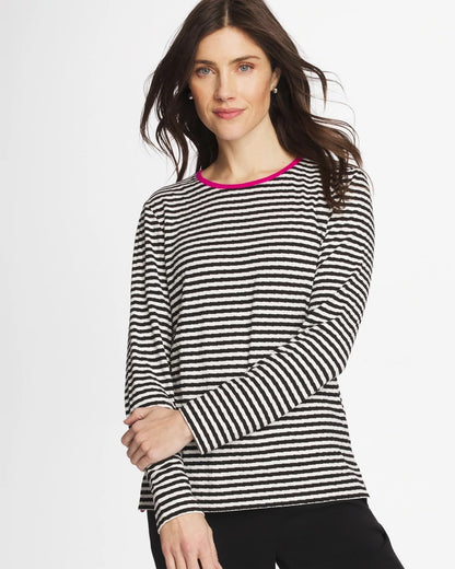 Chico's New | Zenergy® Striped Jacquard Contrast Pullover Top