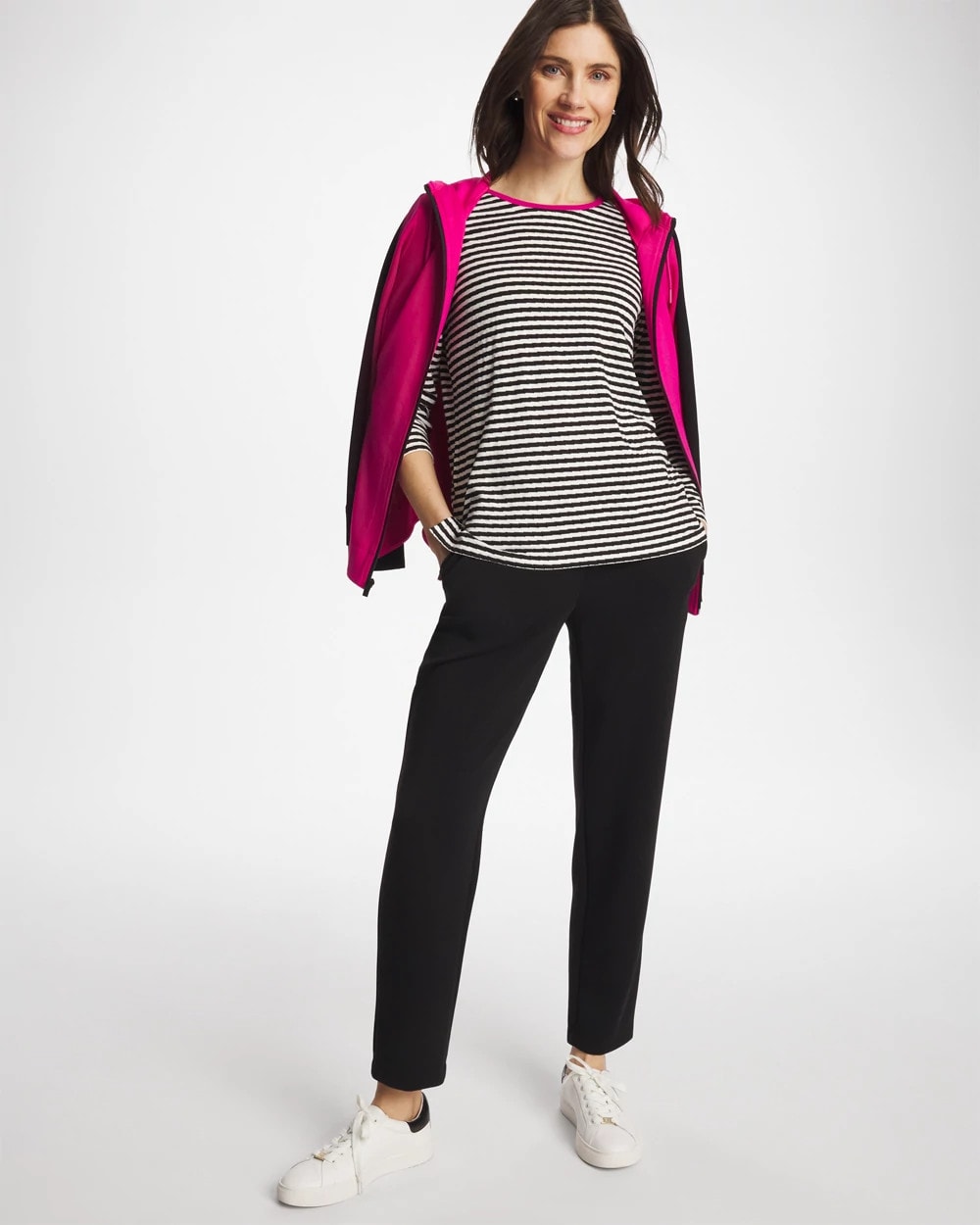 Chico's New | Zenergy® Striped Jacquard Contrast Pullover Top