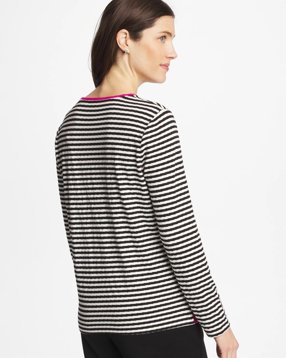 Chico's New | Zenergy® Striped Jacquard Contrast Pullover Top
