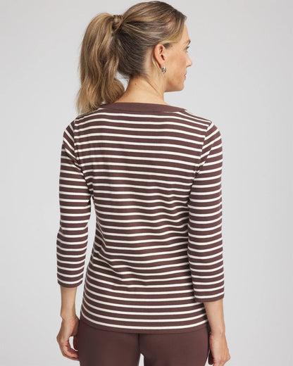 Chico's Essential | Zenergy® Ribbed Striped Henley Tee