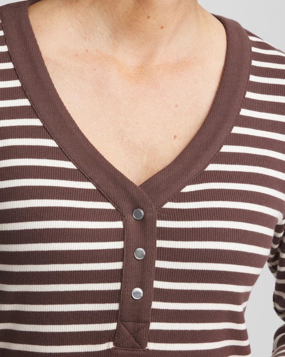 Chico's Essential | Zenergy® Ribbed Striped Henley Tee