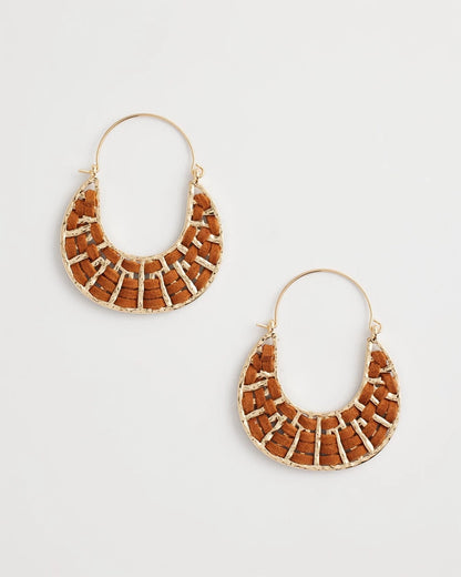 Chico's Discount | Leather Half-Moon Hoop Earrings