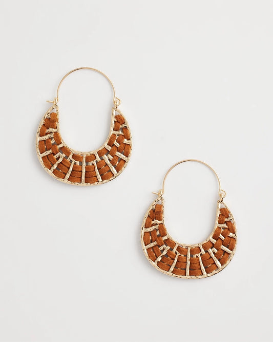Chico's Discount | Leather Half-Moon Hoop Earrings