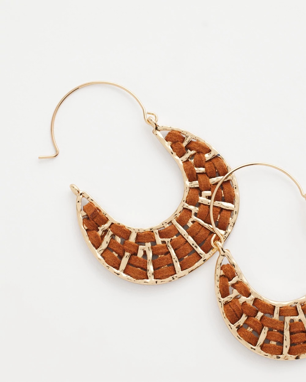 Chico's Discount | Leather Half-Moon Hoop Earrings