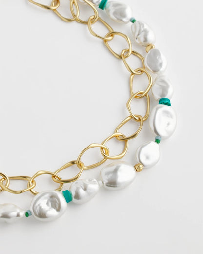 Chico's Popular | Pearlescent Goldtone Collar Necklace
