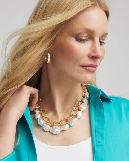 Chico's Popular | Pearlescent Goldtone Collar Necklace