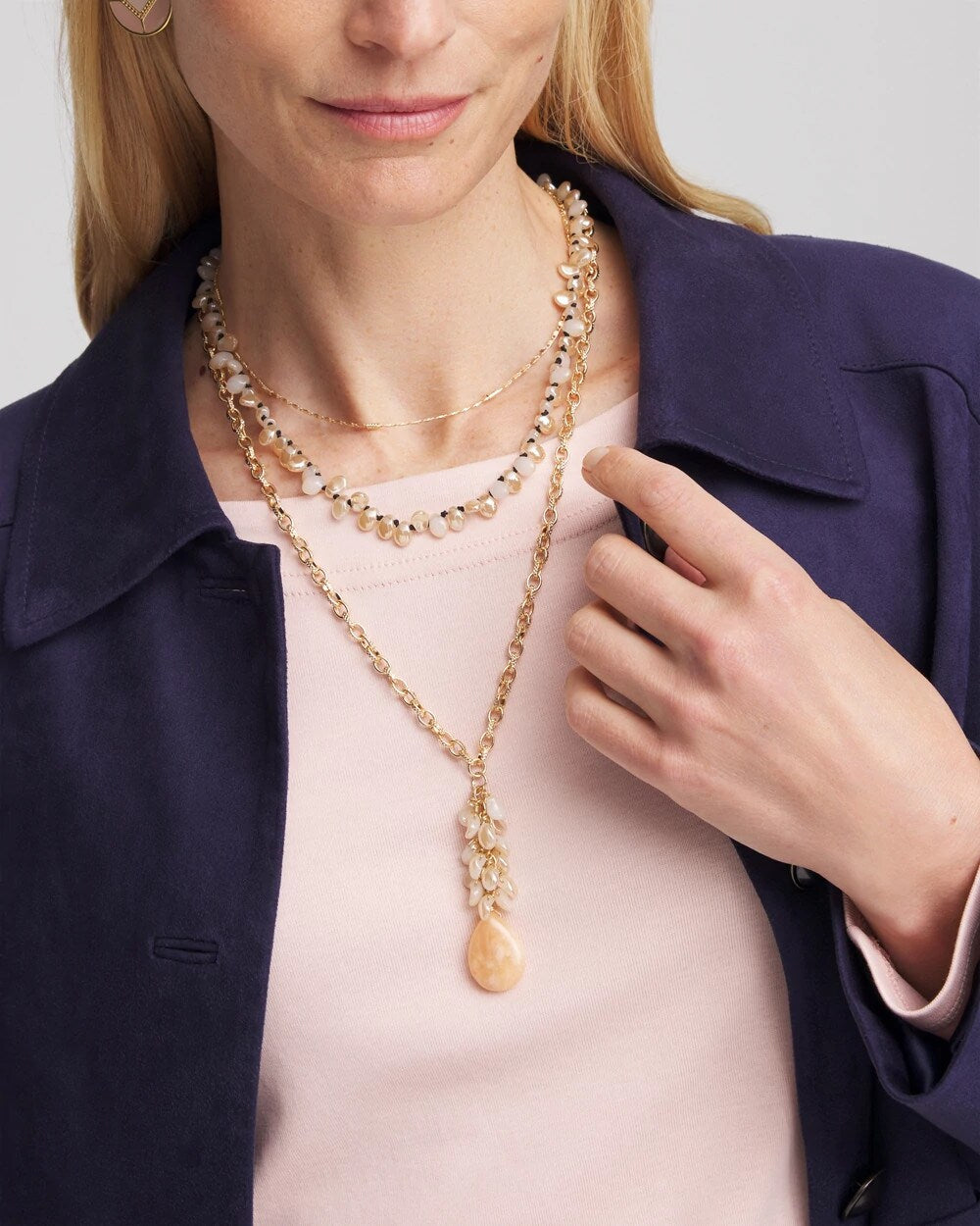 Chico's Best Price | Convertible Rose Quartz Pendant Necklace
