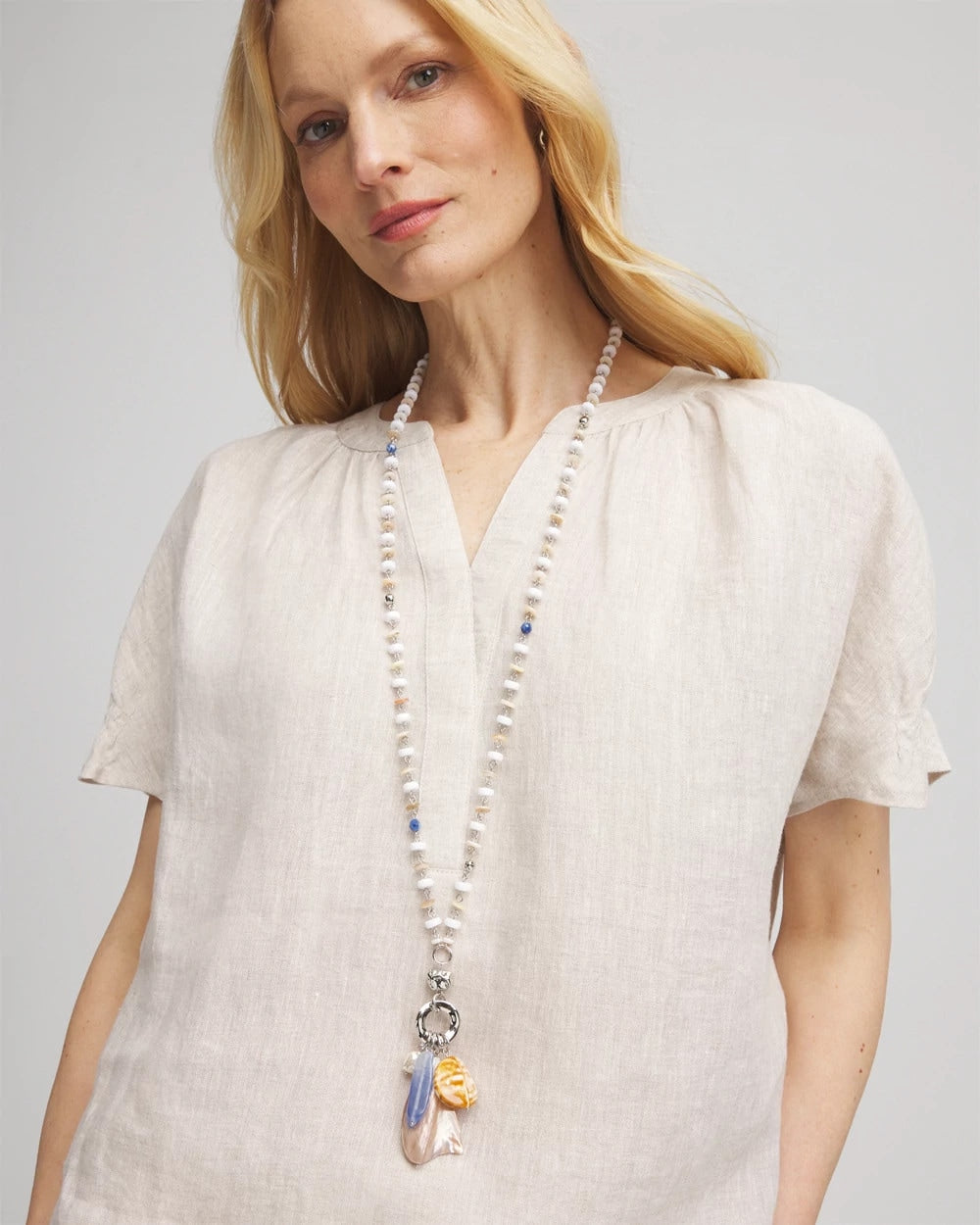 Chico's Discount | Seashell Beaded Pendant Necklace