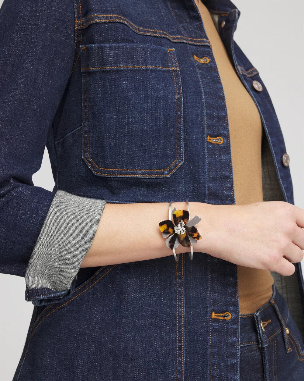 Chico's Discount | Tortoise Floral Hinge Bracelet