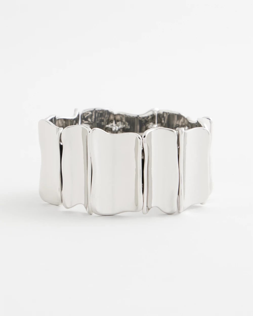 Chico's New | Silvertone Wave Stretch Cuff Bracelet