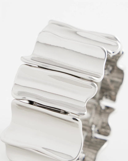 Chico's New | Silvertone Wave Stretch Cuff Bracelet