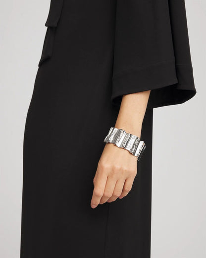 Chico's New | Silvertone Wave Stretch Cuff Bracelet