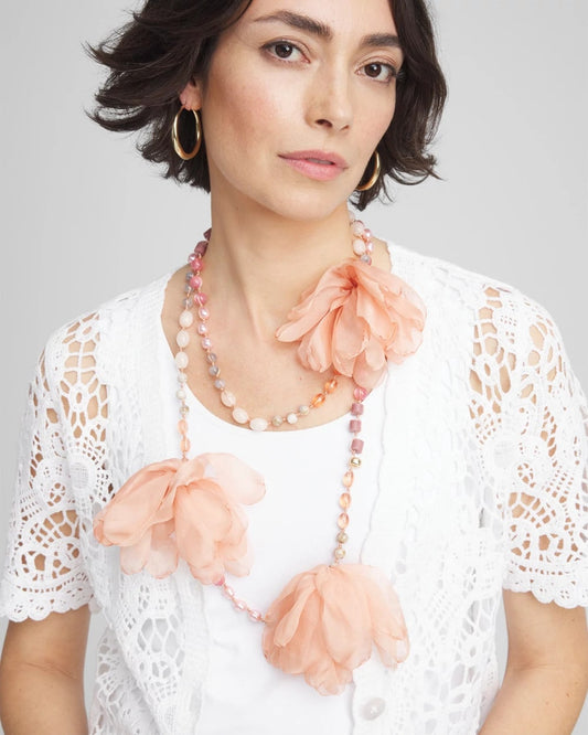 Chico's Hot Sale | Pink Floral Aventurine Long Single Necklace