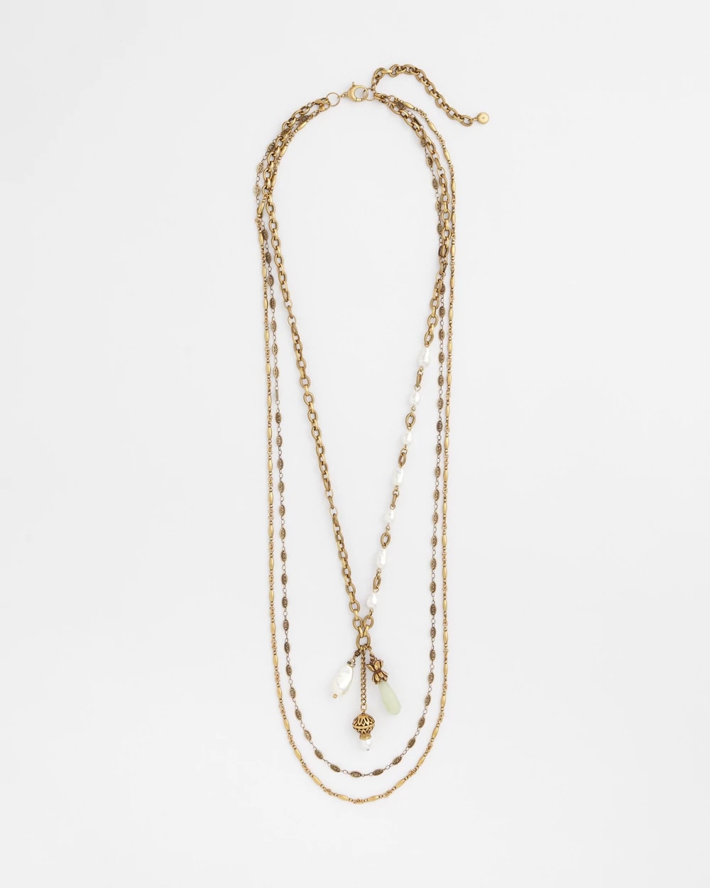 Chico's Deals | Convertible Multi-Strand Jade & Faux Pearl Charm Necklace