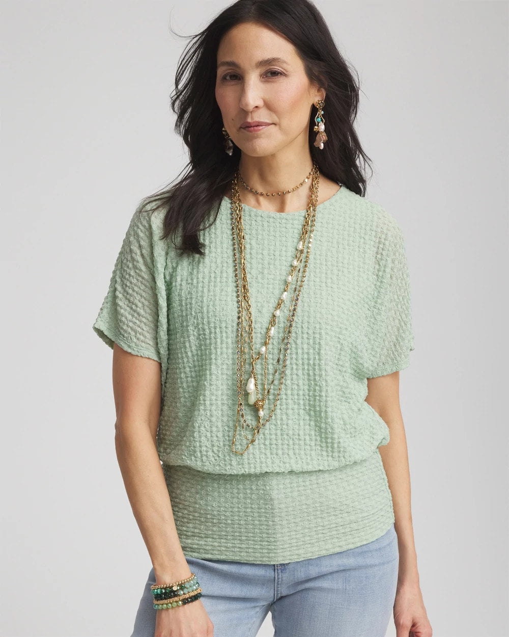 Chico's Deals | Convertible Multi-Strand Jade & Faux Pearl Charm Necklace