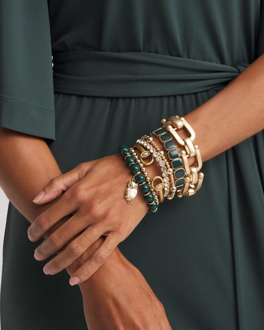 Chico's Deals | Resin Goldtone Square Stretch Bracelet