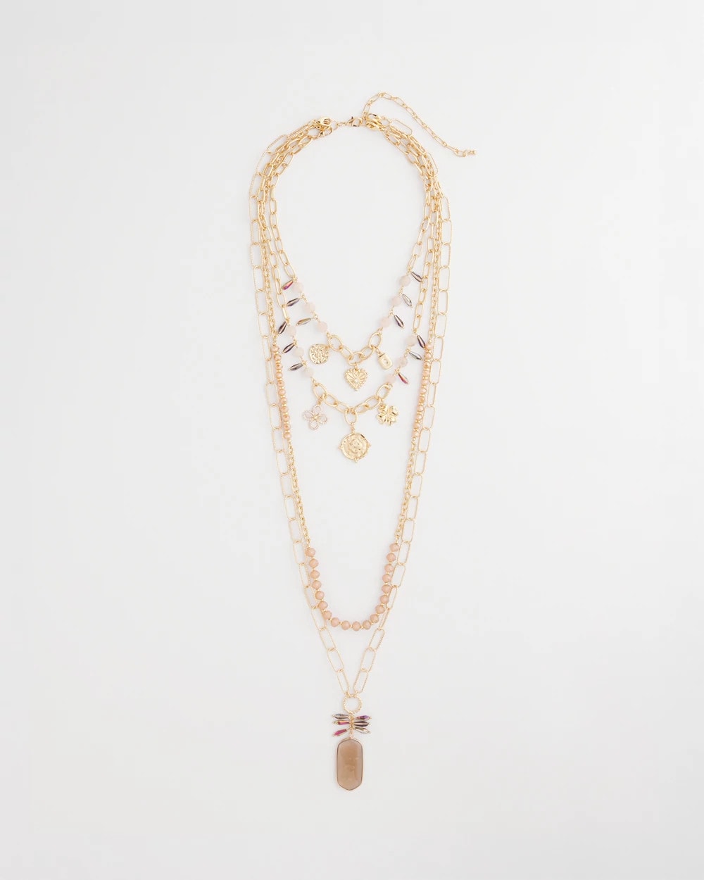 Chico's Everyday | Convertible Pink & Gold Beaded Necklace