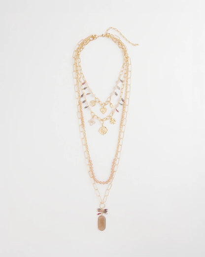 Chico's Everyday | Convertible Pink & Gold Beaded Necklace