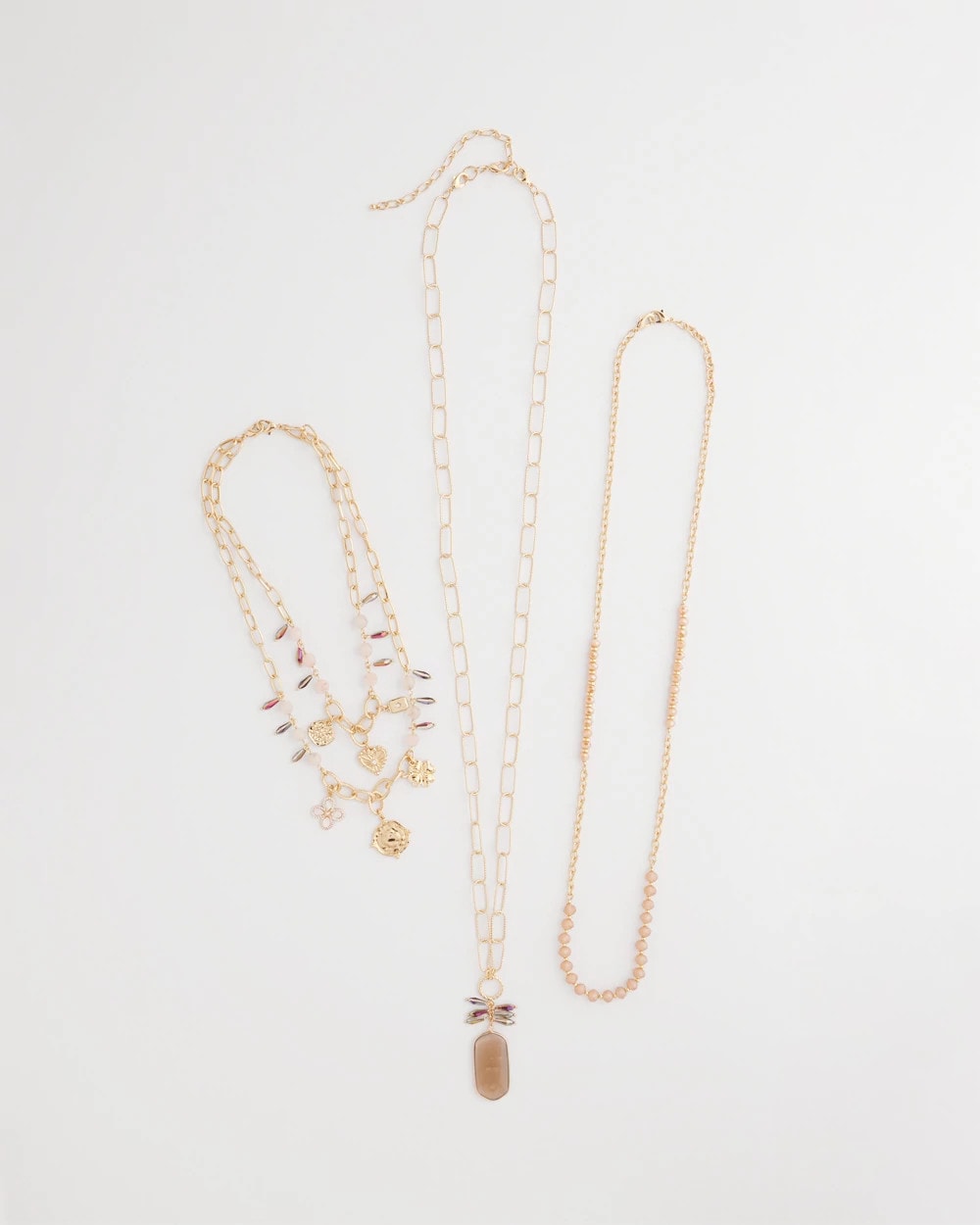 Chico's Everyday | Convertible Pink & Gold Beaded Necklace