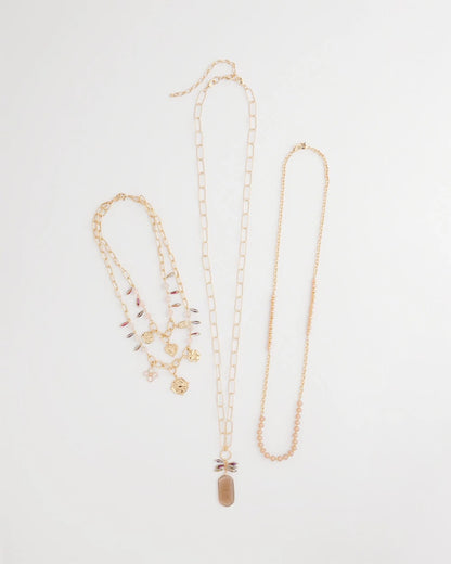 Chico's Everyday | Convertible Pink & Gold Beaded Necklace