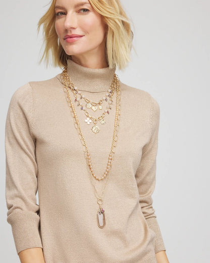 Chico's Everyday | Convertible Pink & Gold Beaded Necklace